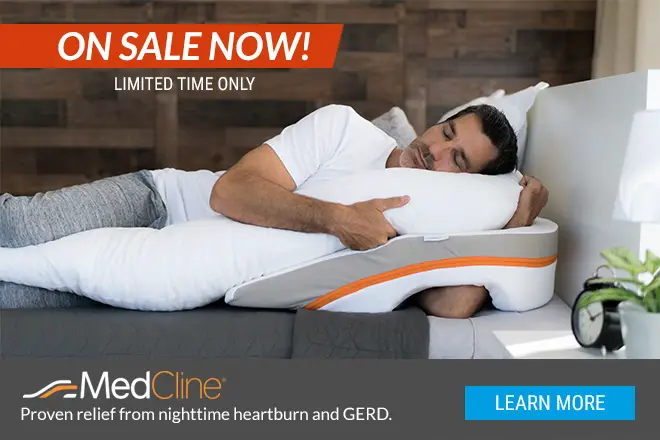 What do you get if you combine the best sleeping position (the left side) and add an incline? The MedCline Acid Reflux Pillow System (wedge pillow).